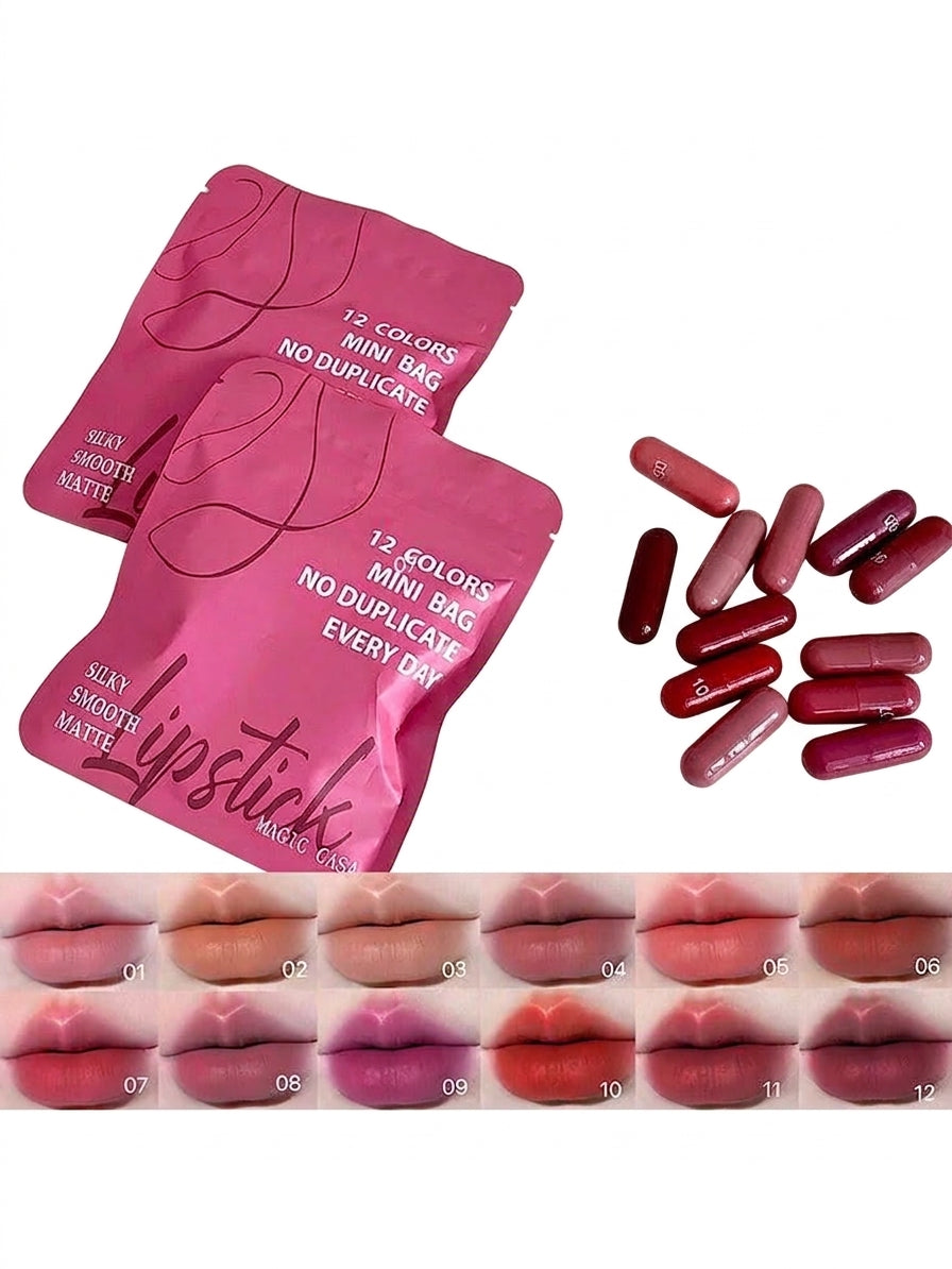 12 Colors Mini Lipstick Capsule Set β Matte & Long-Lasting