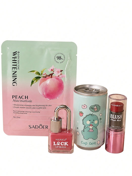 Peach Niacinamide Sheet Mask + Lip Gloss & Blush Beauty Combo